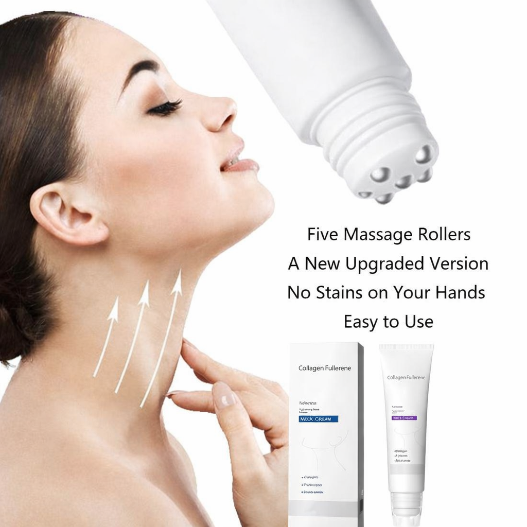 ✨ 5-Roller Neck Firming Cream | Smooth Wrinkles, Sculpt & Hydrate with Hyaluronic Acid + Vitamin C & E